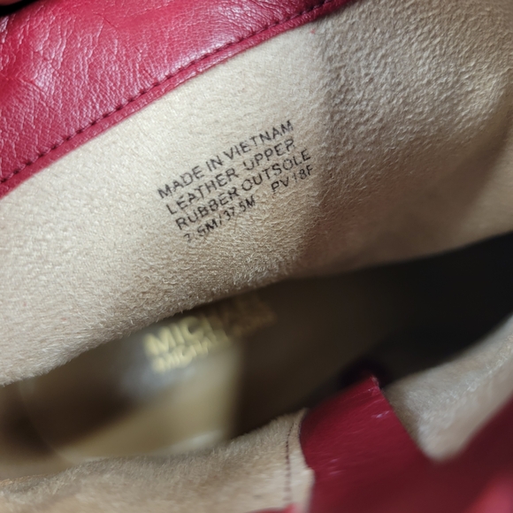 MICHAEL KORS Red Suede Pointed Toe Ankle Boots - Gold Zip 7.5M - Picture 12 of 12